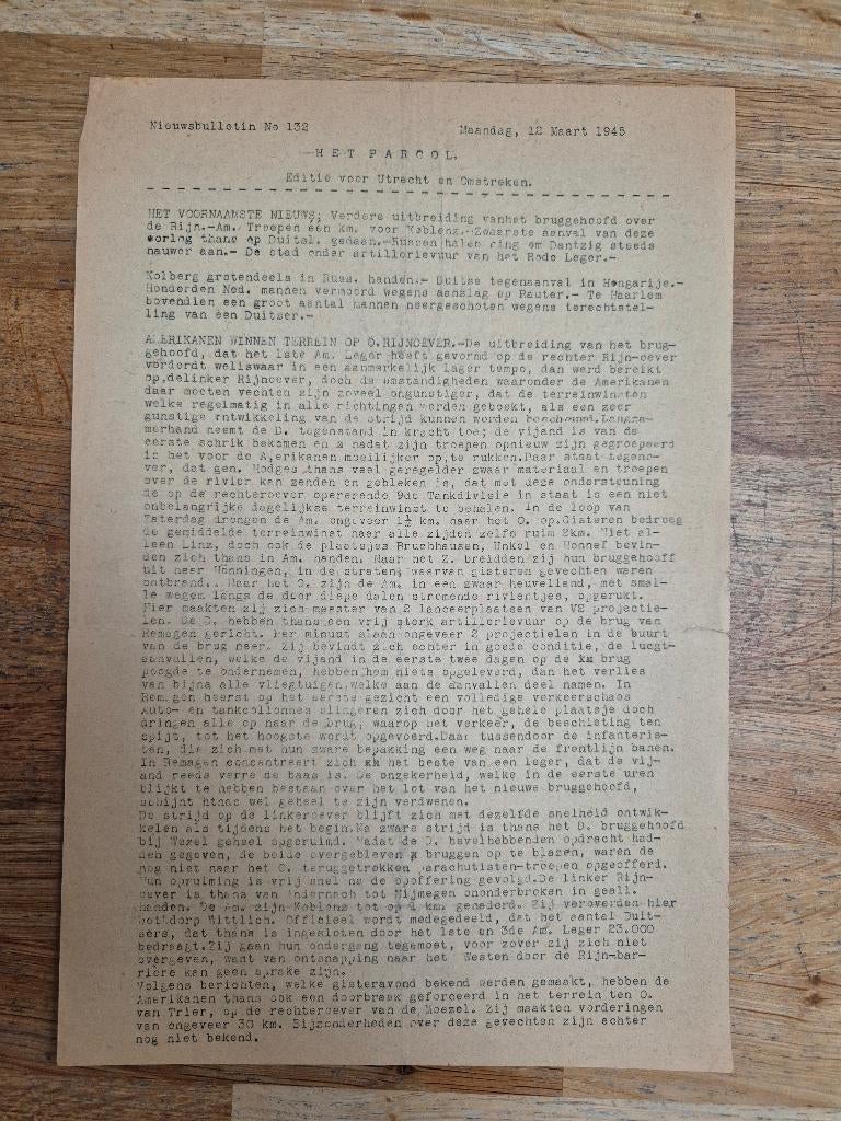 Wo2 illegale pers verzetskrant Het Parool, 12 maart 1945, Ophalen of Verzenden, Nederland, Boek of Tijdschrift
