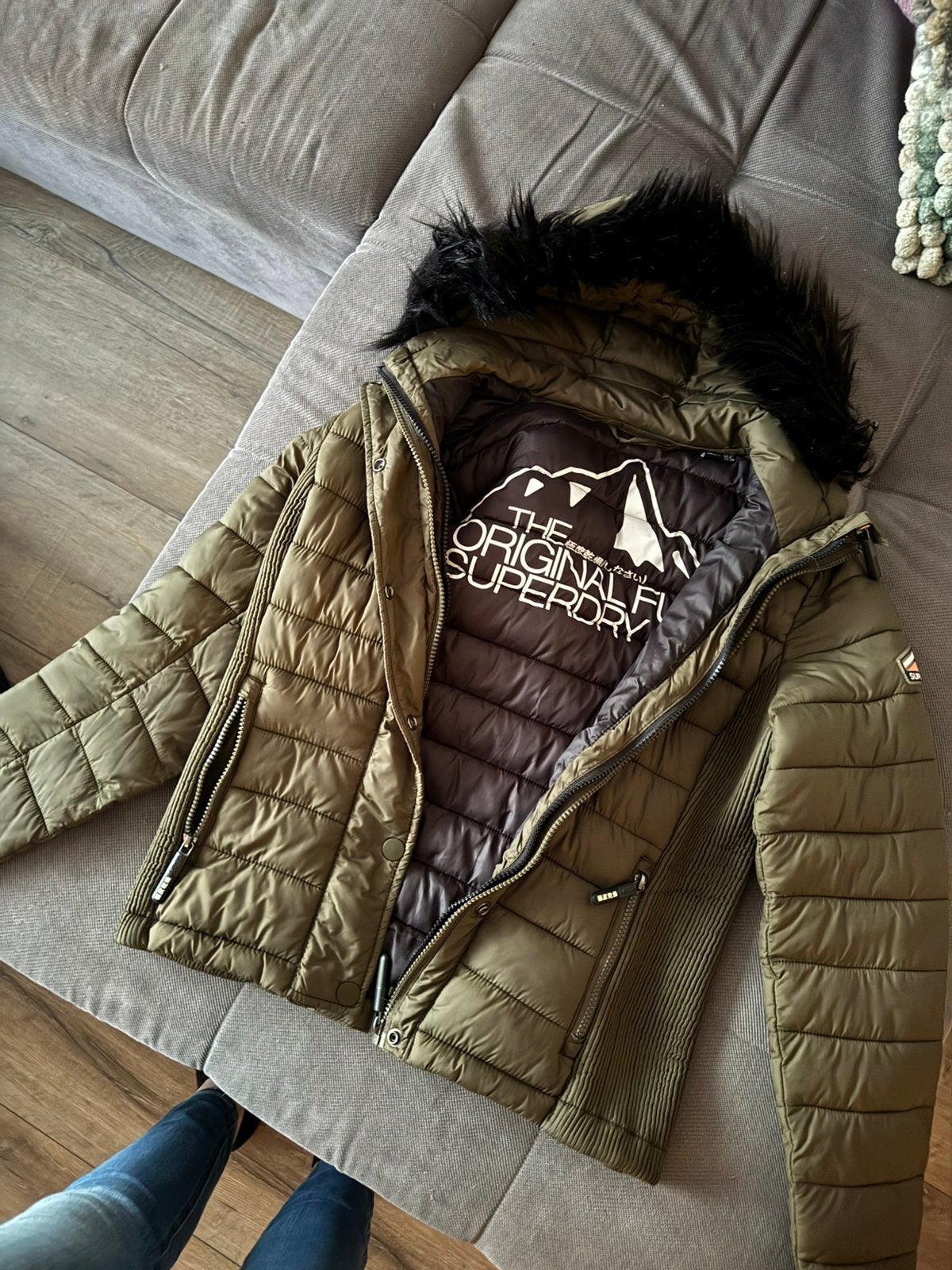 Groene superdry jas, Ophalen of Verzenden, Zo goed als nieuw, Maat 38/40 (M), Groen