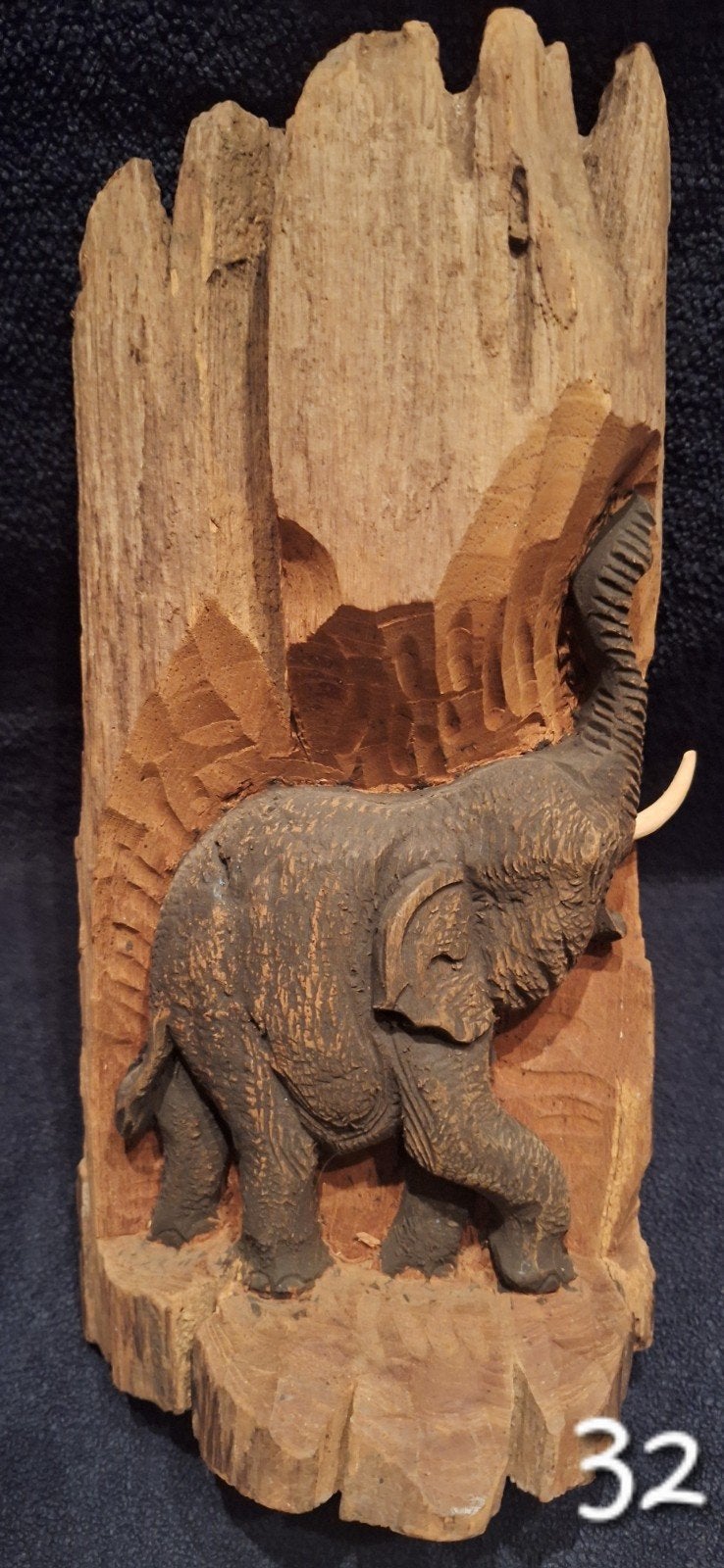 Houtsnijwerk olifant wanddecoratie, Houtsnijwerk, Ophalen of Verzenden, Zoogdier, 20 - 50 cm