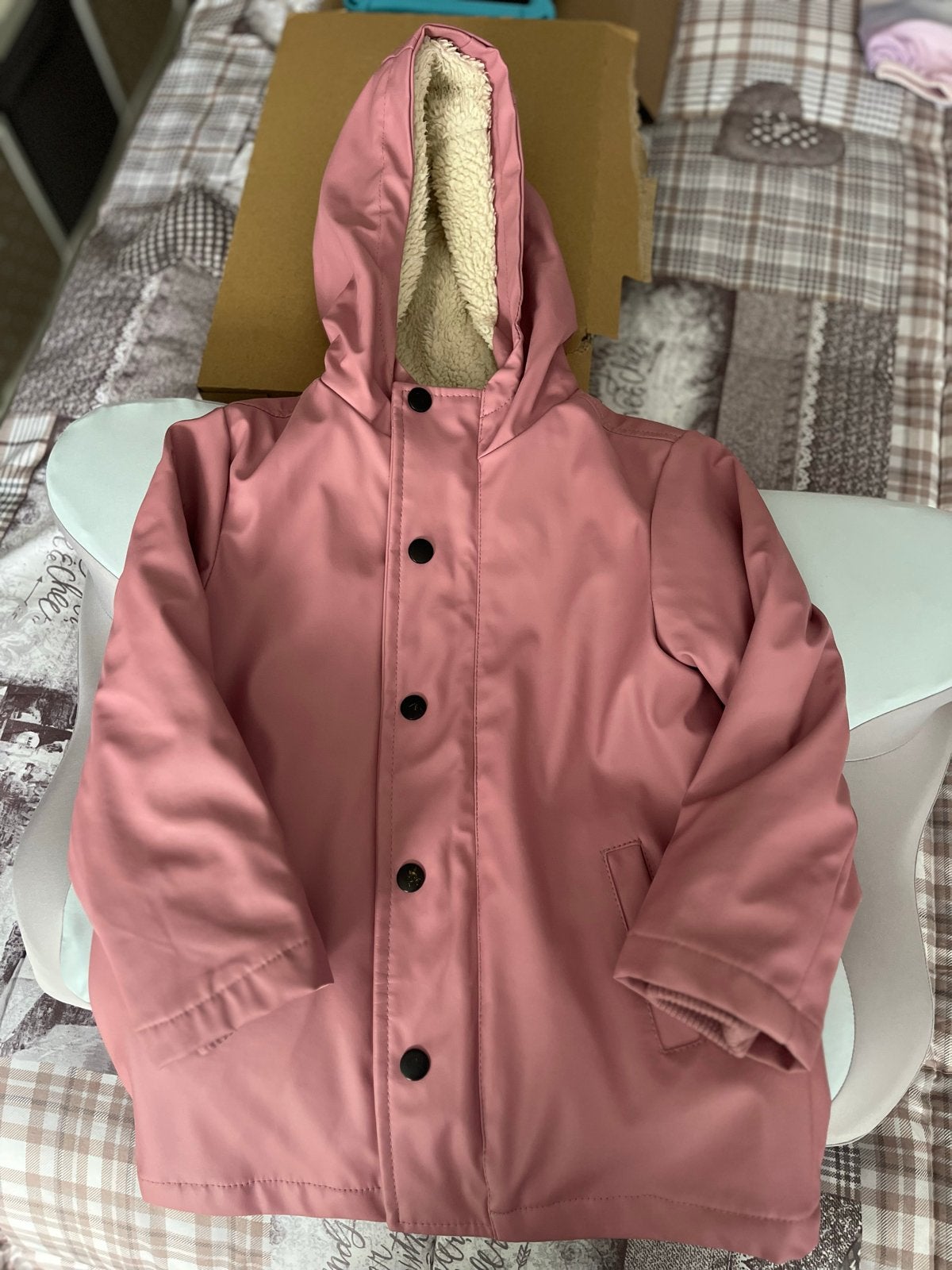 Hema Herfst/regenjas oud roze met teddy voering, Ophalen, Gebruikt, Meisje