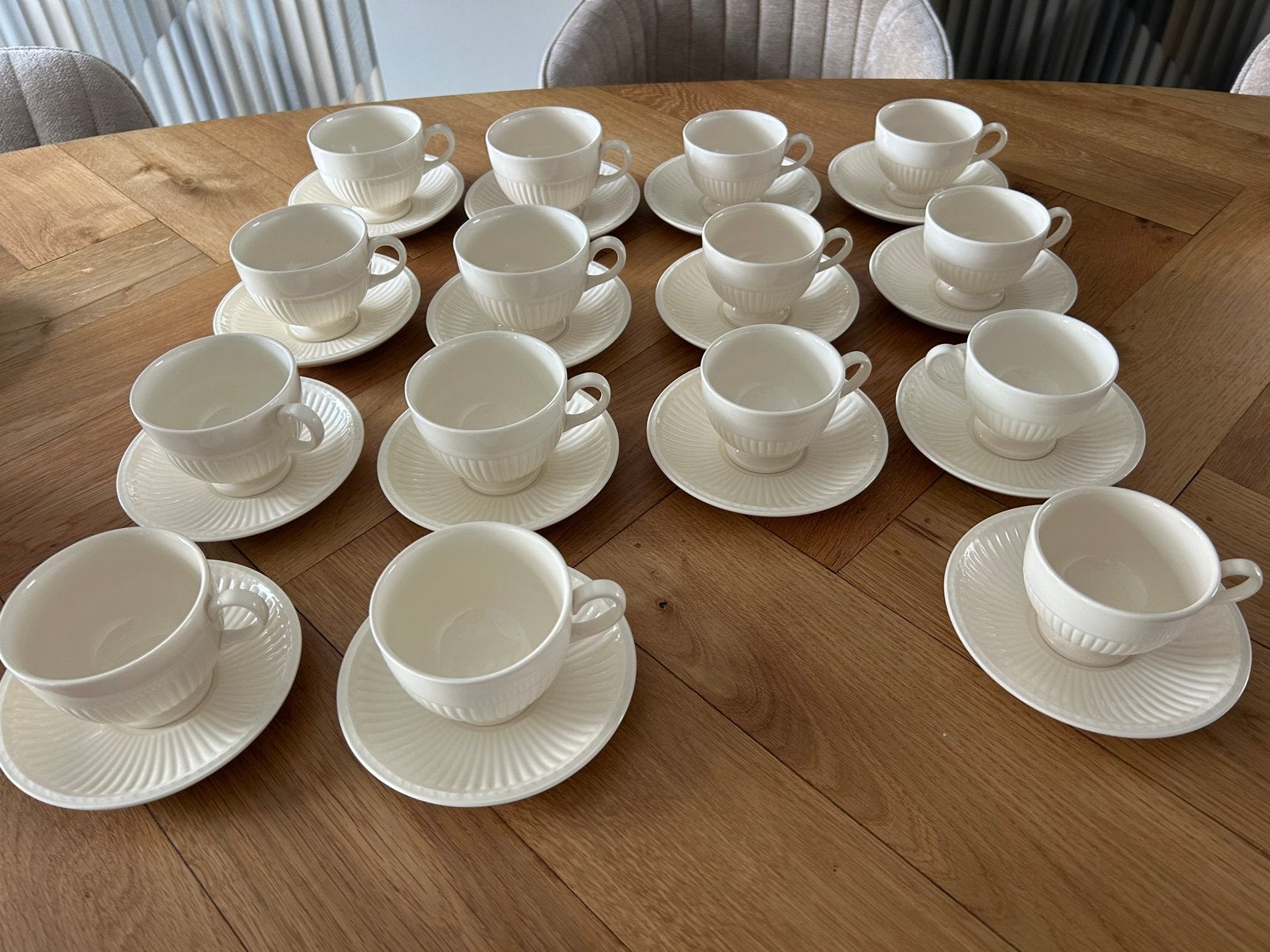 Wedgewood Edme 7 kop en schotels, Ophalen, Zo goed als nieuw, Wedgwood, Kop(pen) en/of Schotel(s)