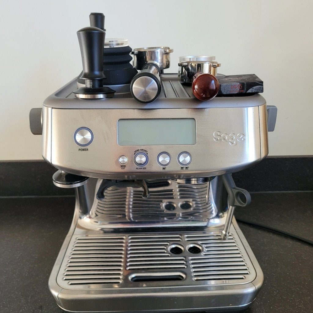 Sage Barista Pro met vele extra's, Gebruikt, Espresso apparaat, 2 tot 4 kopjes, Afneembaar waterreservoir