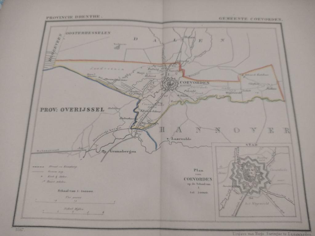 06 Coevorden Litho Kuyper 1867, Ophalen of Verzenden