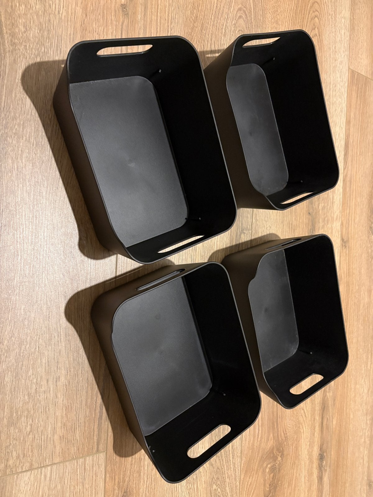 Set van 4 zwarte opbergbakjes met handvatten, Mand, Ophalen of Verzenden, Zo goed als nieuw, Rechthoekig