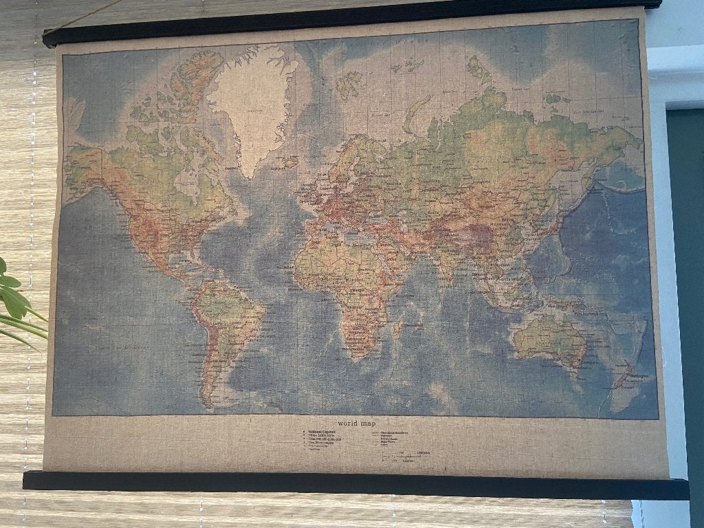Stoffen Wereldkaart, Ophalen, Gebruikt, Vintage, Textiel