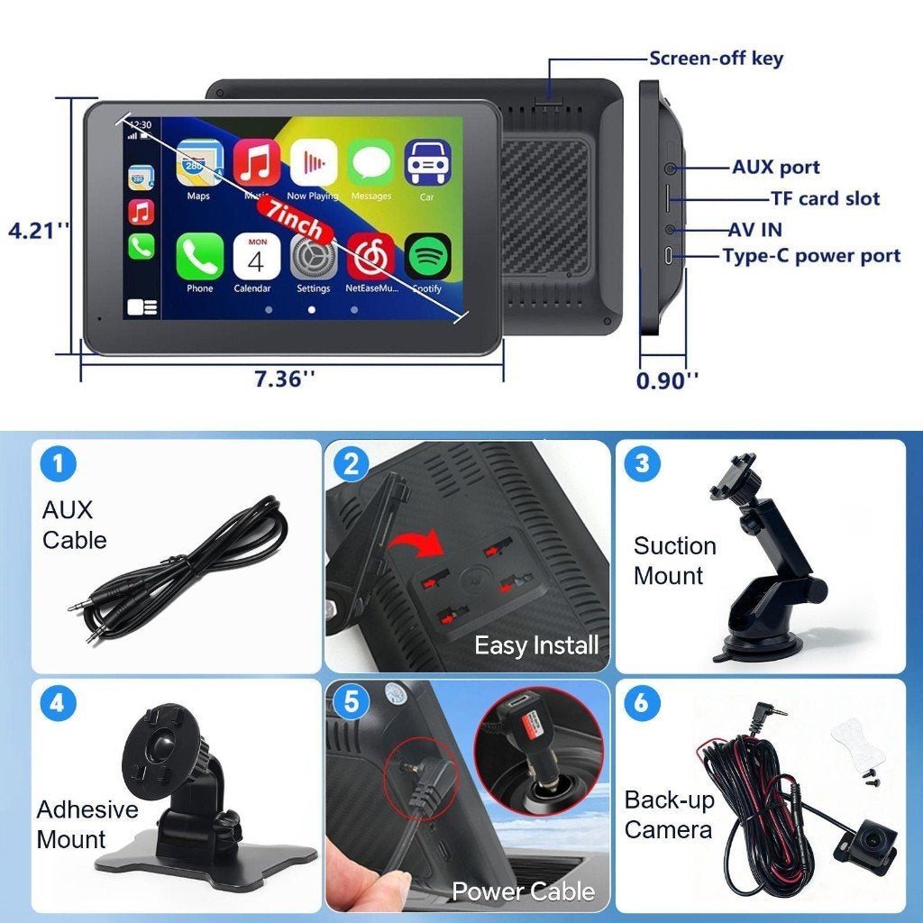 Universeel 7 inch Portable CarPlay & Android Auto scherm., Nieuw, Ophalen of Verzenden, Babijhandel@gmail.com, Babij