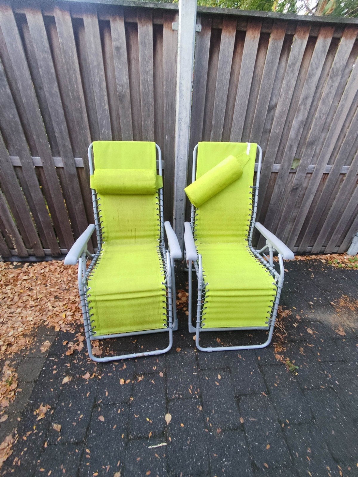 2 Limegroene Zit/Lig Strand- of Tuinstoelen - Inklapbaar, Tuin en Terras, Ophalen, Gebruikt, Metaal, Inklapbaar