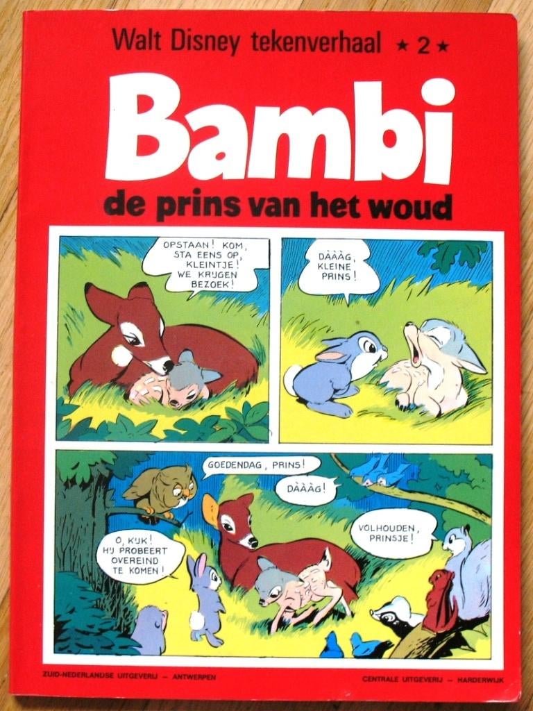Strip Walt Disney tekenverhaal 2 BAMBI boek de prins vh woud