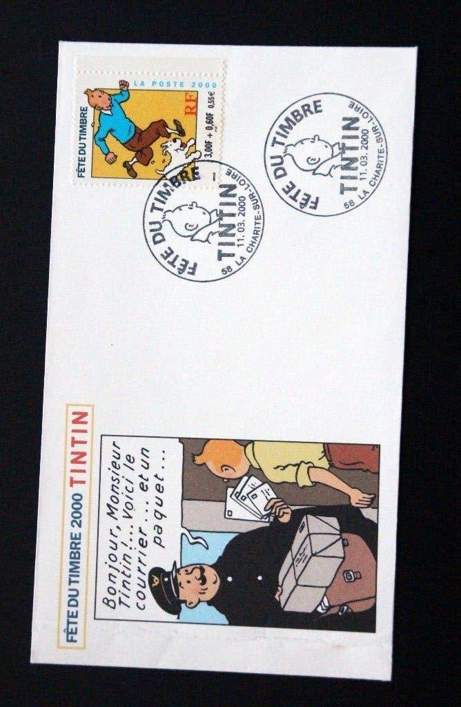 Frankrijk 2000 First day Kuifje Tintin Hergé Dag postzegel, Verzenden, Gestempeld