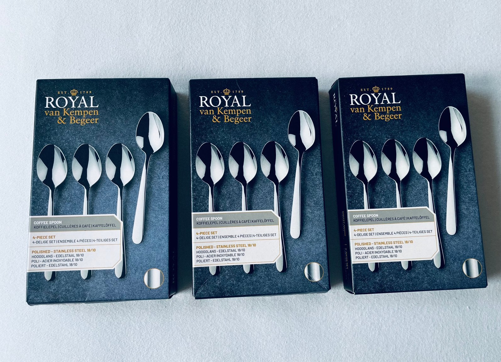 Vijf doosjes koffielepels Royal Van Kempen & Begeer, Royal Van Kempen & Begeer, Verzenden, Bestekset, Overige typen
