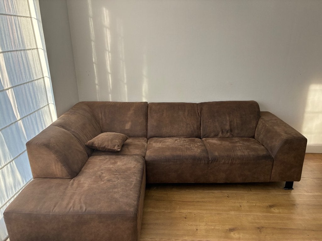 Sofa Bruin, Ophalen, Gebruikt, 100 tot 125 cm, L Shape