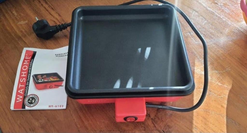 WatsHome mini Bakplaat/Plancha HY-6102 - Compacte Tafelgrill, Ophalen of Verzenden, Zo goed als nieuw