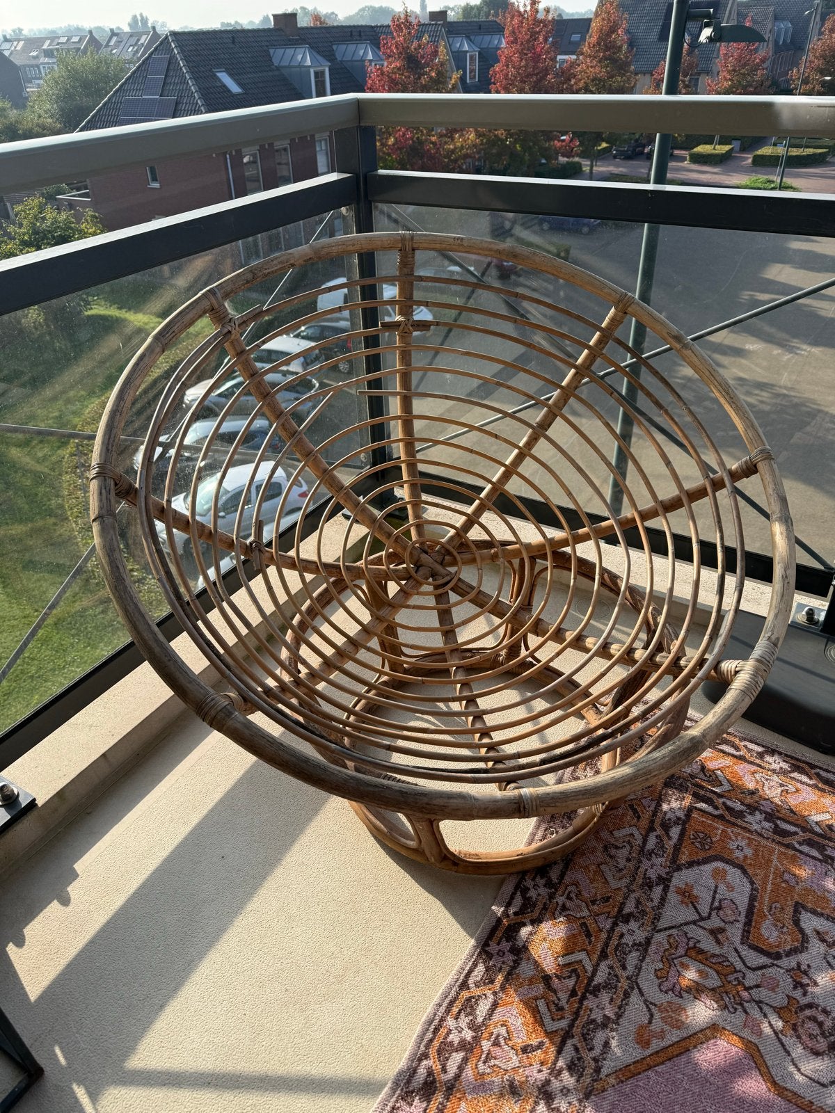 Rotan Papasan Stoel - Comfortabel en Stijlvol, Ophalen, Gebruikt, Bruin, Riet of Rotan