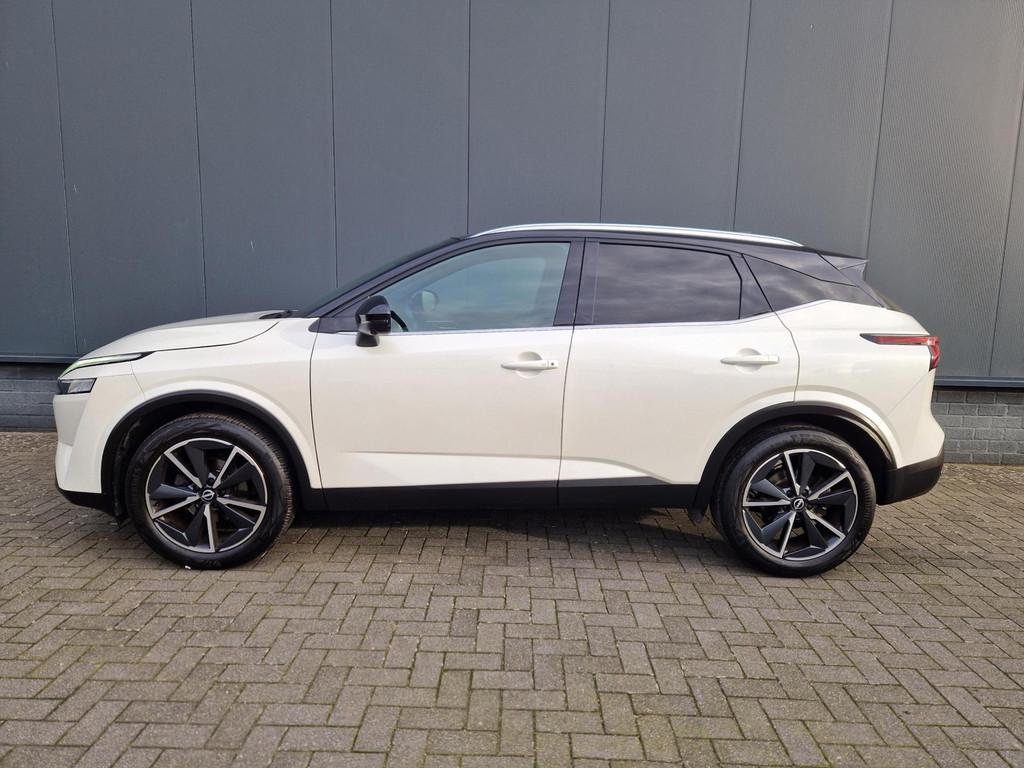 Nissan Qashqai 1.3 MHEV 158PK Tekna /1e eig /Pano /Led /Head, Zwart, Leder en Stof, Wit, Bedrijf