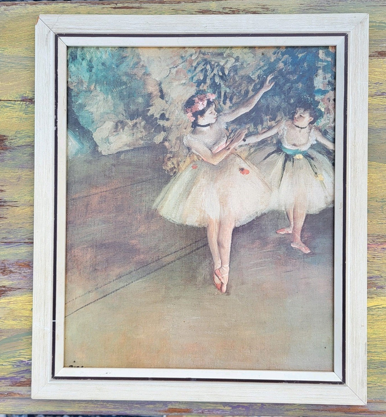 Vintage/Prent/Ballerina/Two dancers on stage, Antiek en Kunst, Ophalen