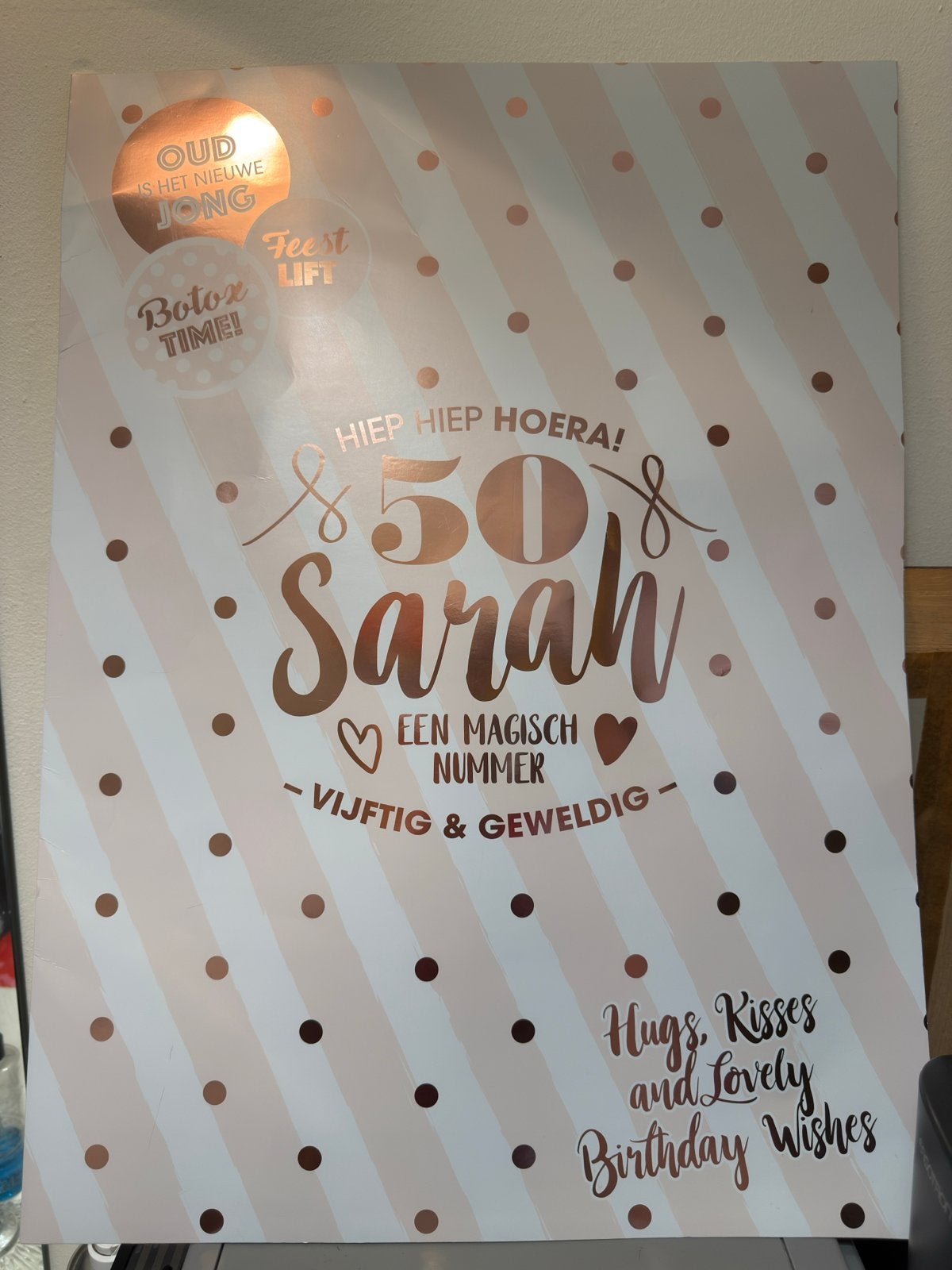 Sarah 50 jaar bord - Vijftig & Geweldig🥳, Ophalen, Nieuw, Versiering, Abraham of Sarah