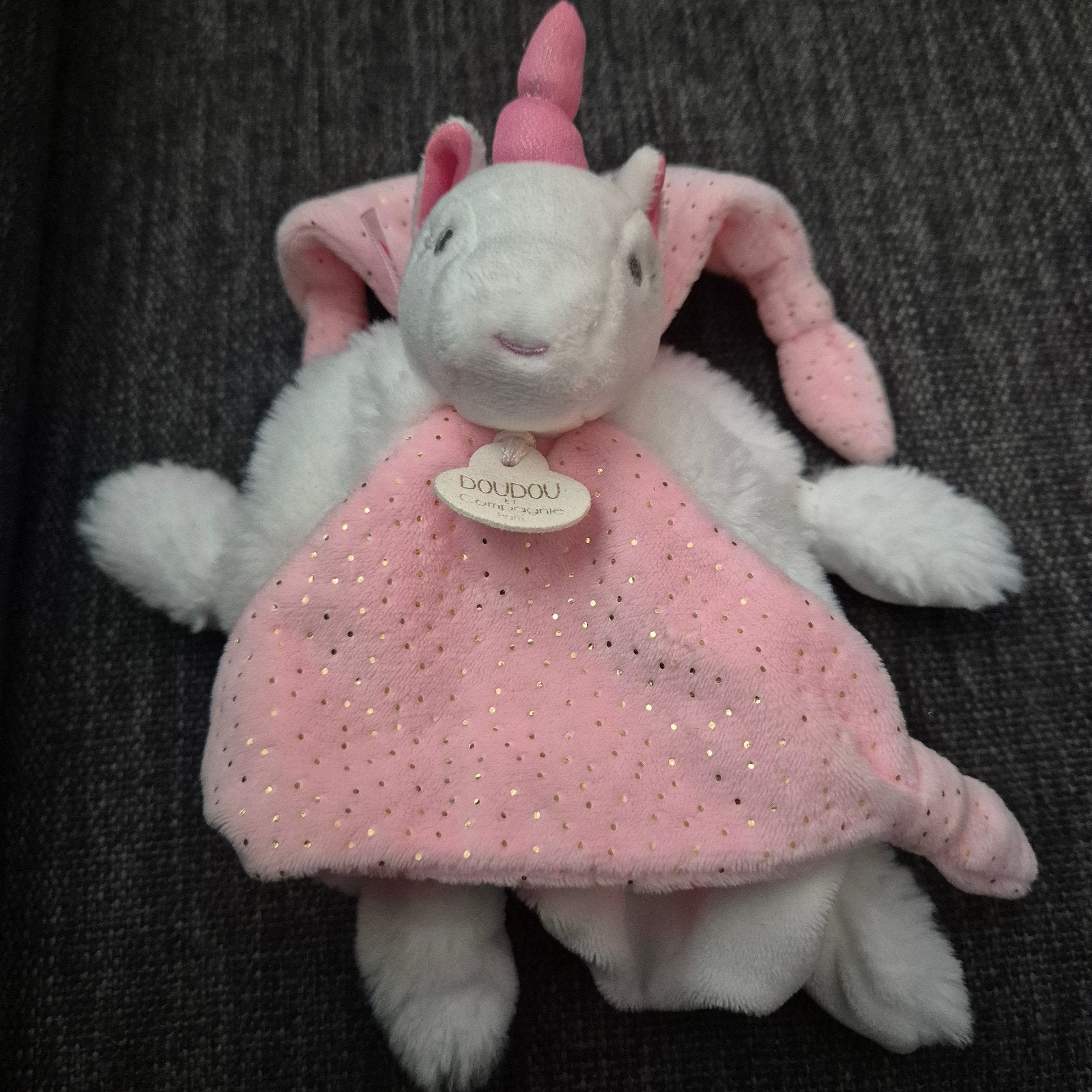Doudou et Compagnie Eenhoorn Knuffeldoekje Roze Wit, Kinderen en Baby's, Overige karakters, Ophalen of Verzenden, Roze, Klein (minder dan 20 cm)
