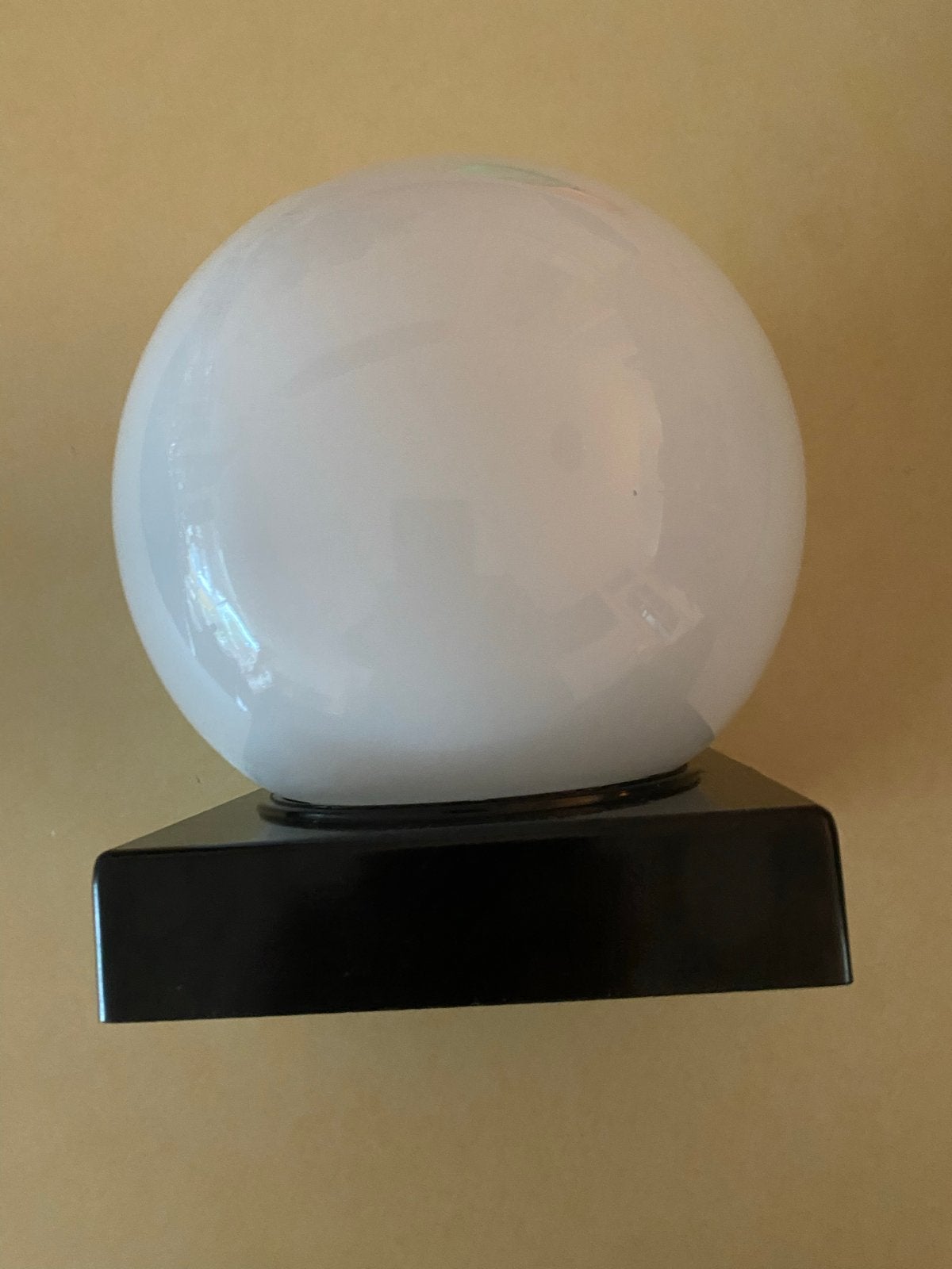 Retro Plafonnière met Wit Glas en Zwart Bakelieten Voet, Ophalen, Wit, Overige merken, Glas