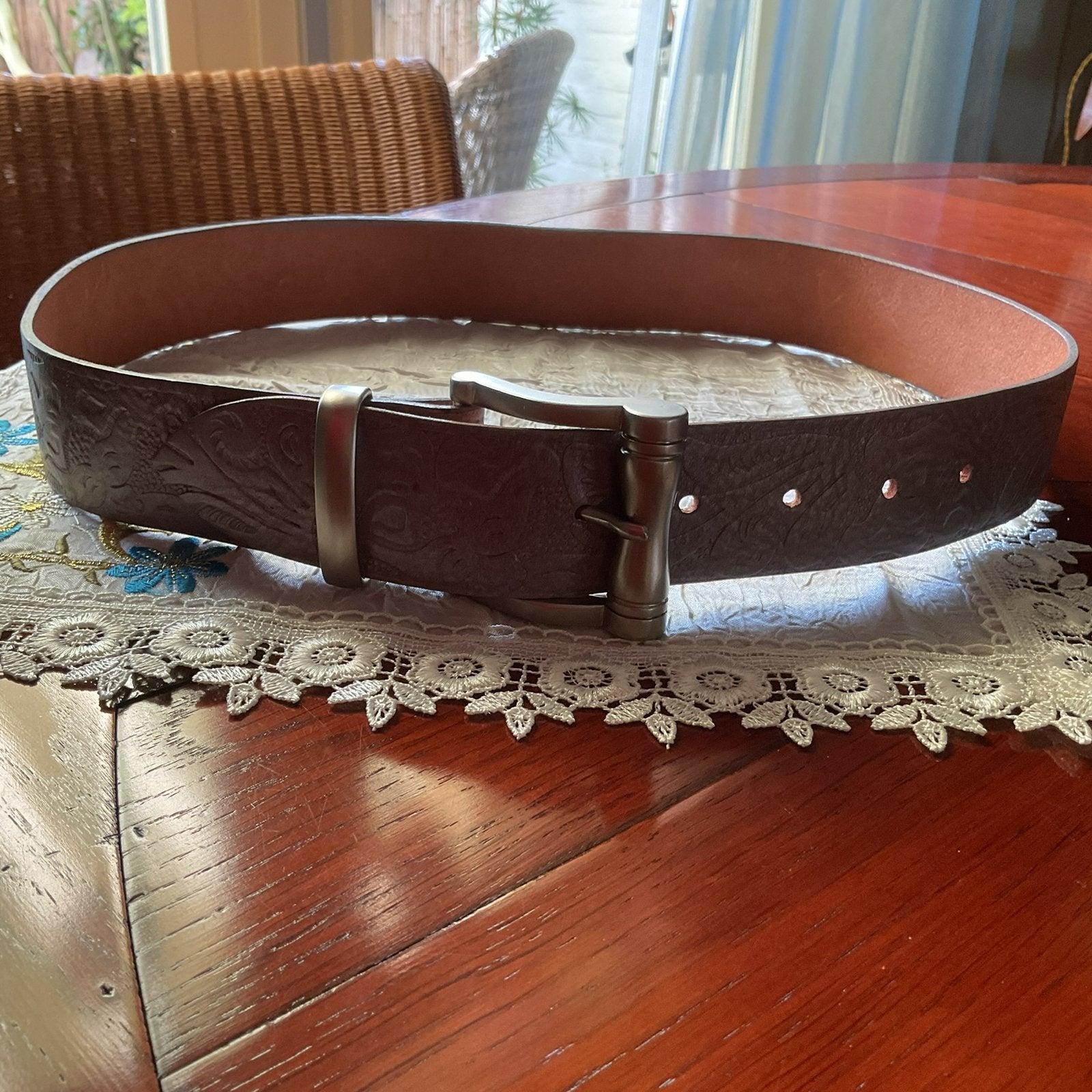 MOOIE LEREN ZILVERGRIJZE RIEM MET ZILVERKLEURIGE GESP, Overige kleuren, 3 tot 5 cm, Echt leder, 90 tot 100 cm