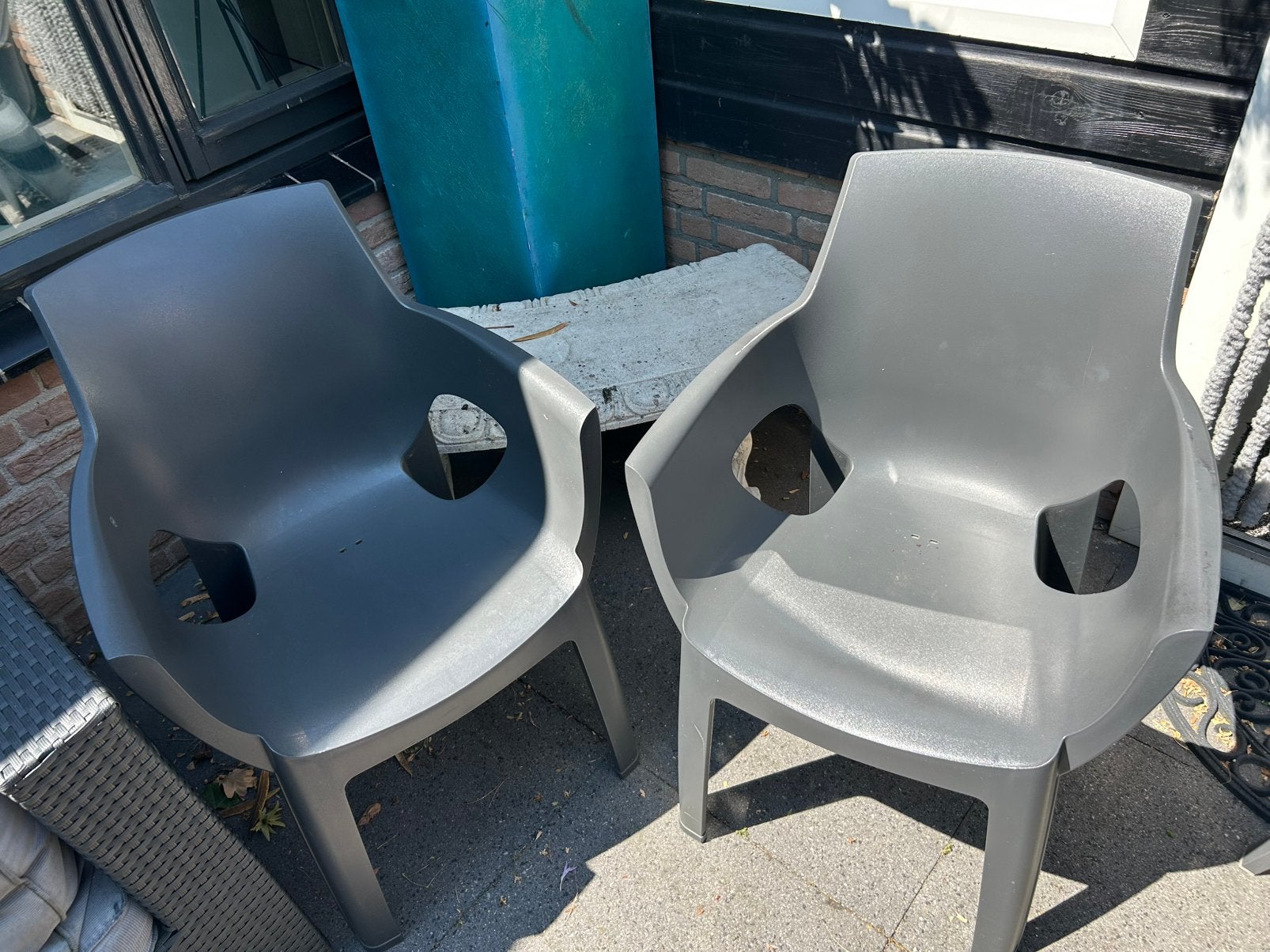 2 stapelbare Hartman tuinstoelen, Tuin en Terras, Tuinstoelen, Ophalen, Zo goed als nieuw, Kunststof, Stapelbaar
