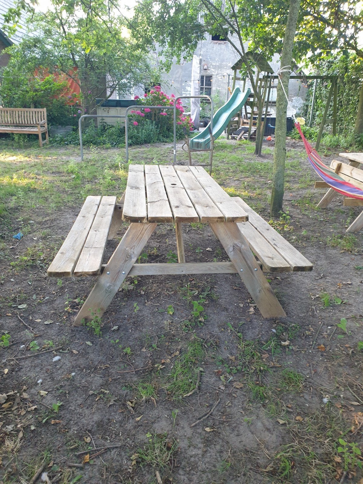 Picknicktafel geïmpregneerd tuinhout 180x70 cm, Ophalen, Gebruikt, Rechthoekig, Hout