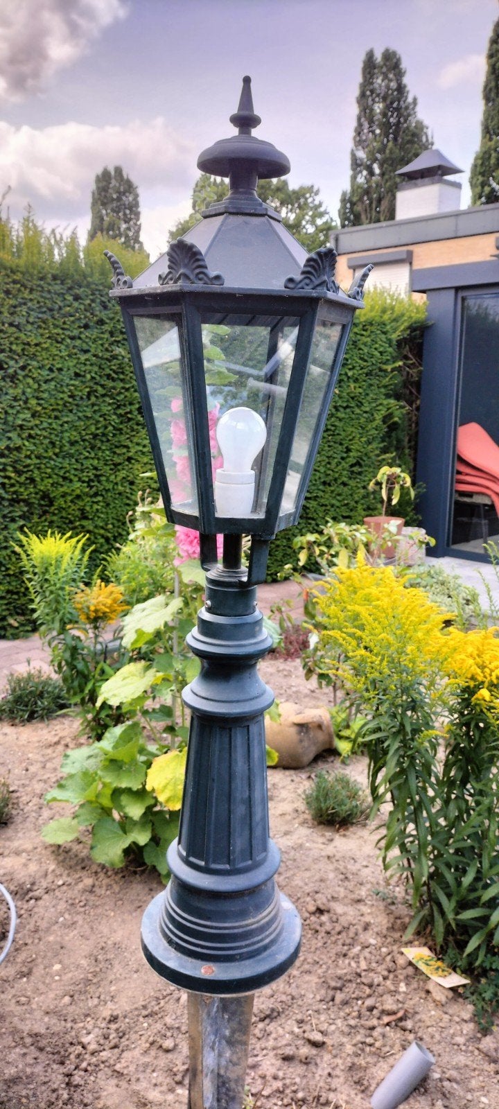 Klassieke Tuinlantaarn - Sfeervolle Buitenverlichting, Tuin en Terras, Ophalen, Gebruikt, Staande lamp, Aluminium