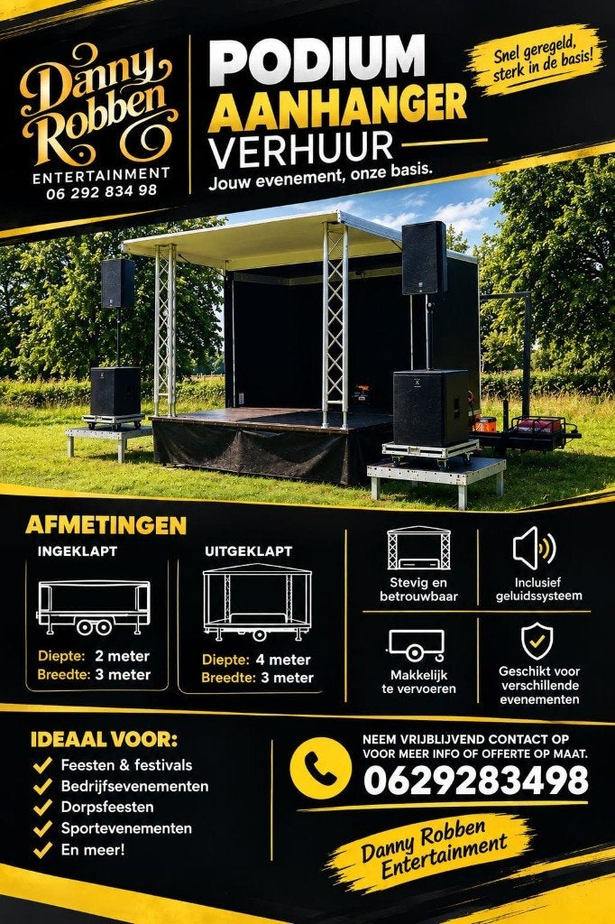 Podium Aanhanger, podiumwagen Verhuur, Hobby en Vrije tijd, Verzenden, Gebruikt, Overige