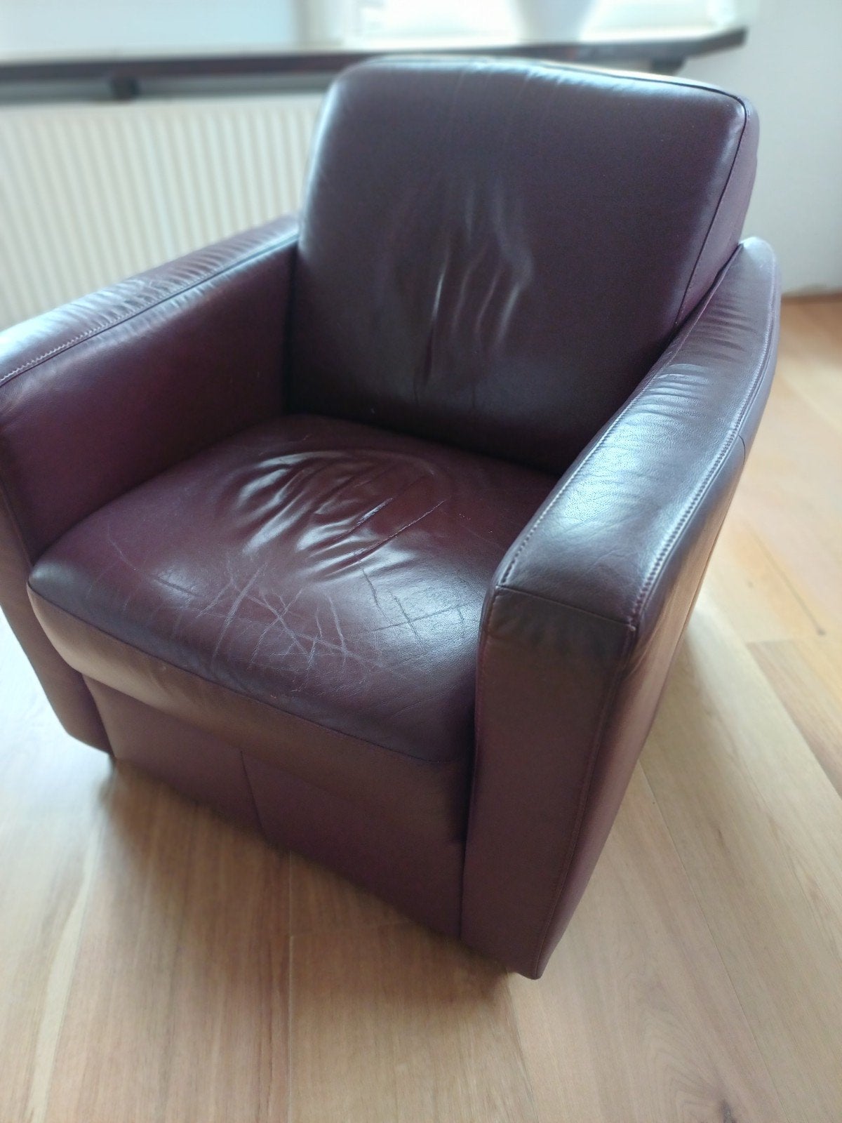 FAUTEUIL ( echt leer), Huis en Inrichting, Fauteuils, Ophalen, Gebruikt, 50 tot 75 cm, Leer