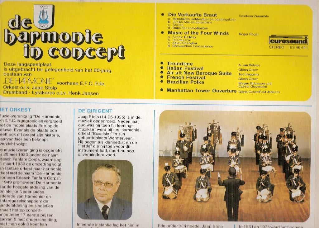 Ede Harmonie EFC , Jaap Stolp - LP zeldz.+drumband Lyrakorps, Ophalen, Gebruikt
