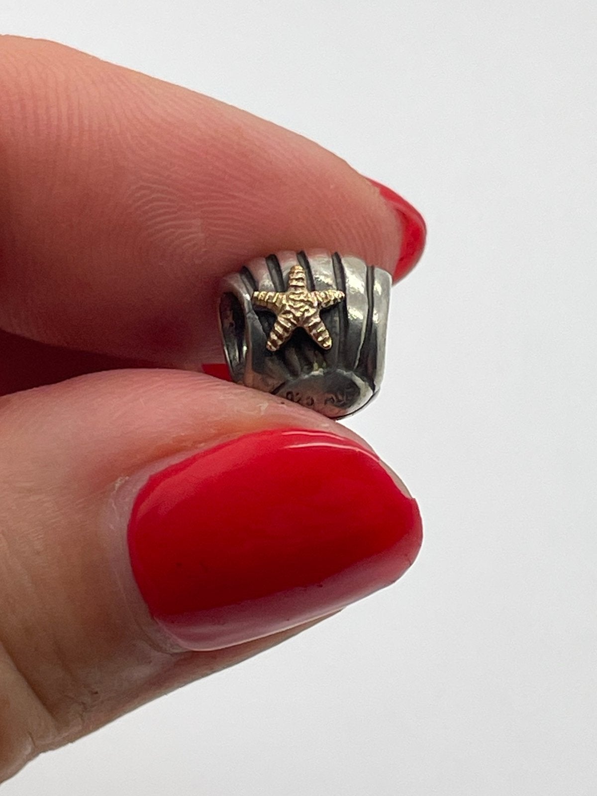F80 Pandora goud op zilveren stopper bedel zeester, Sieraden, Tassen en Uiterlijk, Bedels, Pandora, Ophalen of Verzenden, X, Zilver