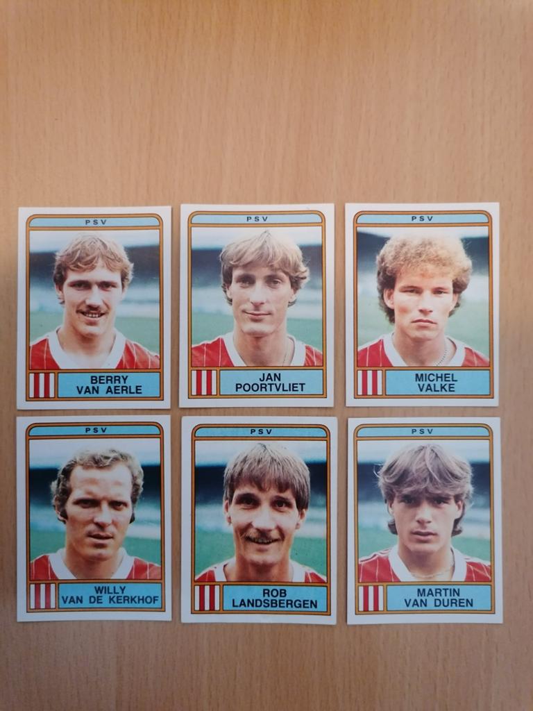 Panini Voetbal 84 PSV 6x., Ophalen of Verzenden, Zo goed als nieuw, PSV, Poster, Plaatje of Sticker
