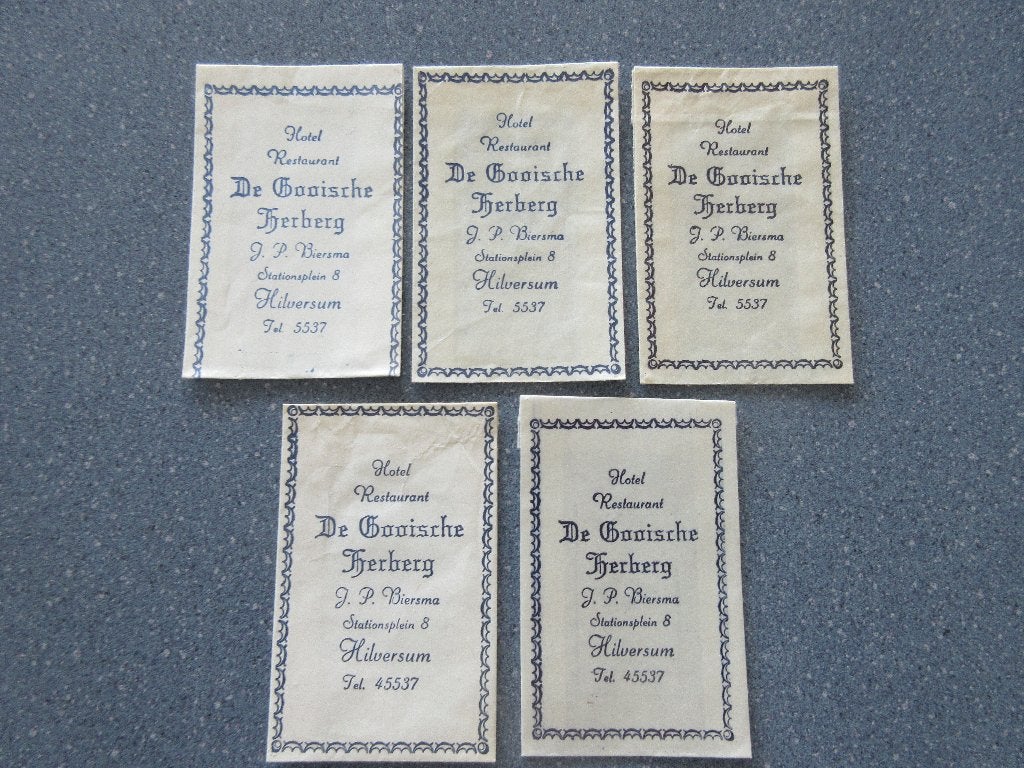 5 x Hilversum, hotel-rest. De Gooische Herberg, Verzenden