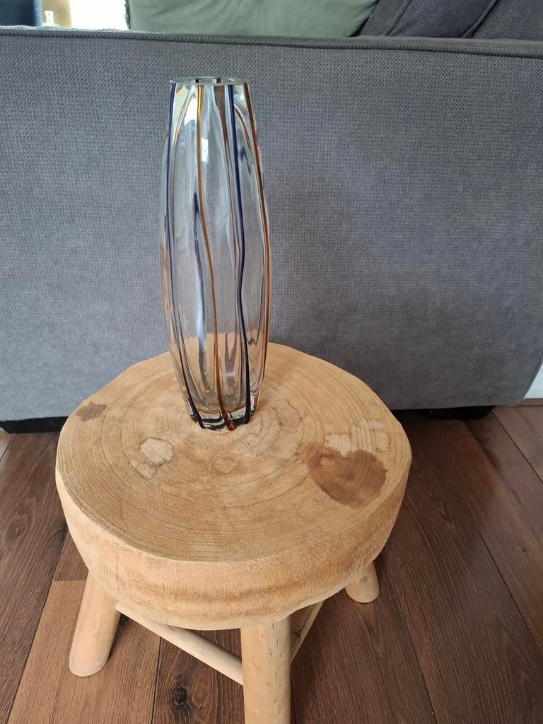 Glazen vaas erg mooi! met gekleurde strepen, Antiek en Kunst, Antiek | Vazen, Ophalen