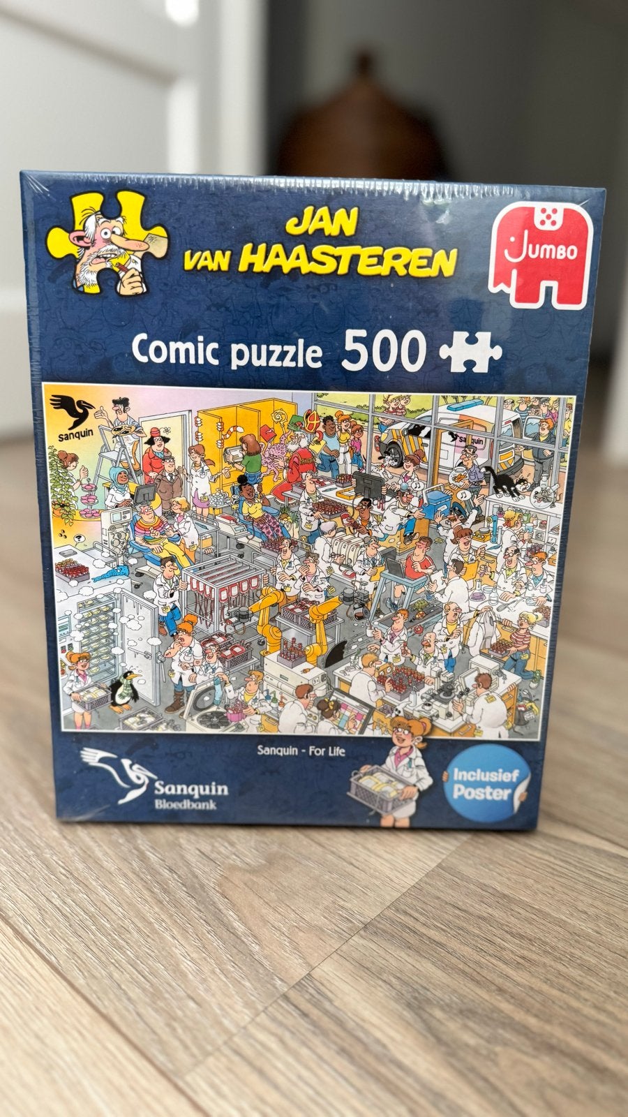 Jan van Haasteren Comic Puzzel 500 stukjes - Sanquin, Ophalen of Verzenden, Minder dan 500 stukjes, Nieuw, Legpuzzel