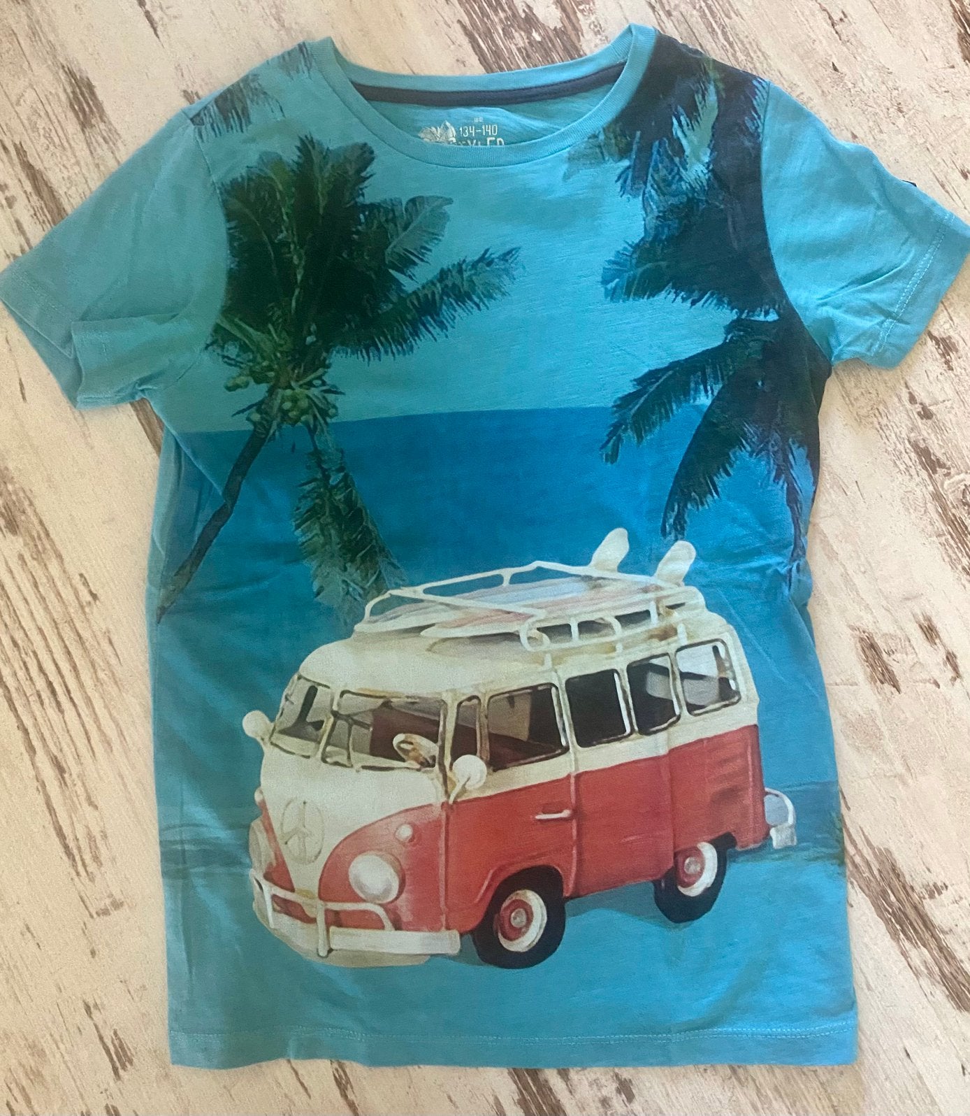 T- shirt met vw T1 camperbusje maat 134-140, Kinderen en Baby's, Ophalen of Verzenden, Gebruikt, Jongen, Shirt of Longsleeve