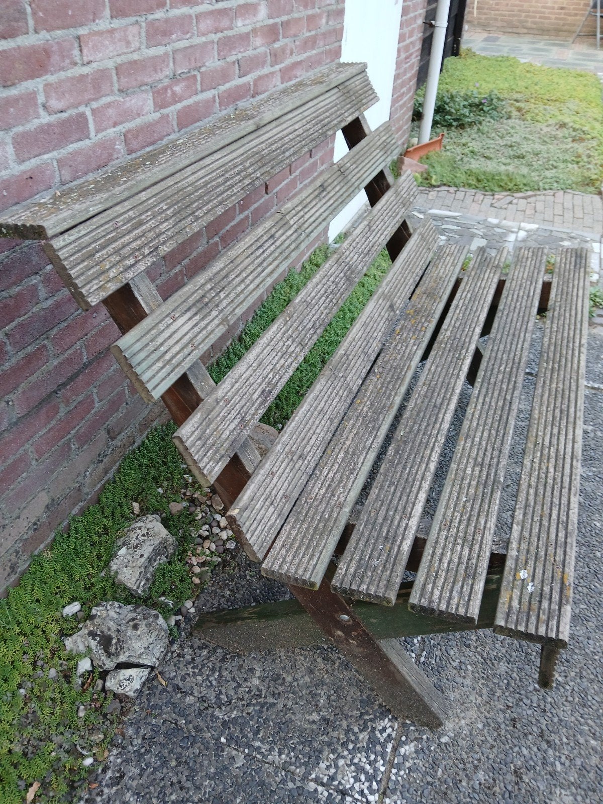 Houten tuinbank incl.kussen, Ophalen, Gebruikt, Hout