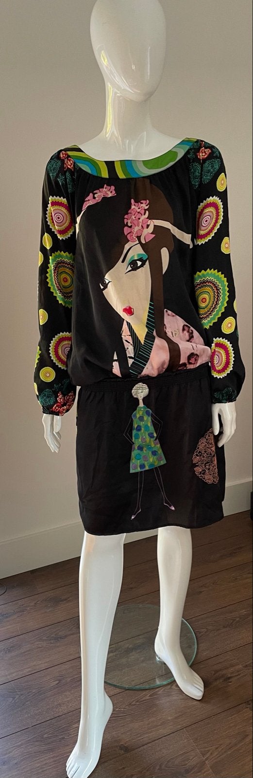 Desigual jurk met kleurrijke print en geisha-motief, Kleding | Dames, Jurken, Meerkleurig, Zo goed als nieuw, Boven de knie, Ophalen