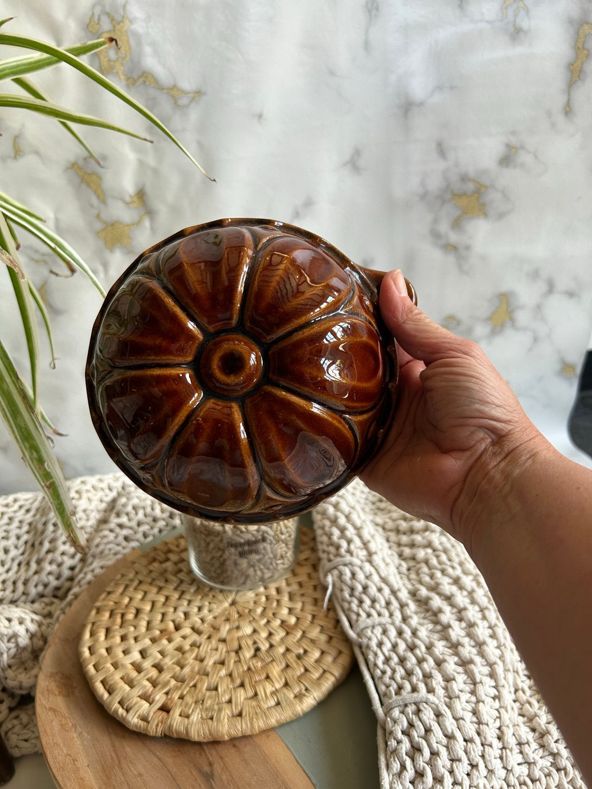 Vintage Puddingvorm West Germany - Bruin Keramiek, Ophalen of Verzenden