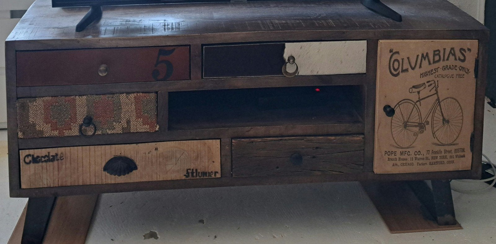 Uniek TV-meubel/dressoir van gerecycled hout, Ophalen, 100 tot 150 cm, Overige materialen, Minder dan 100 cm
