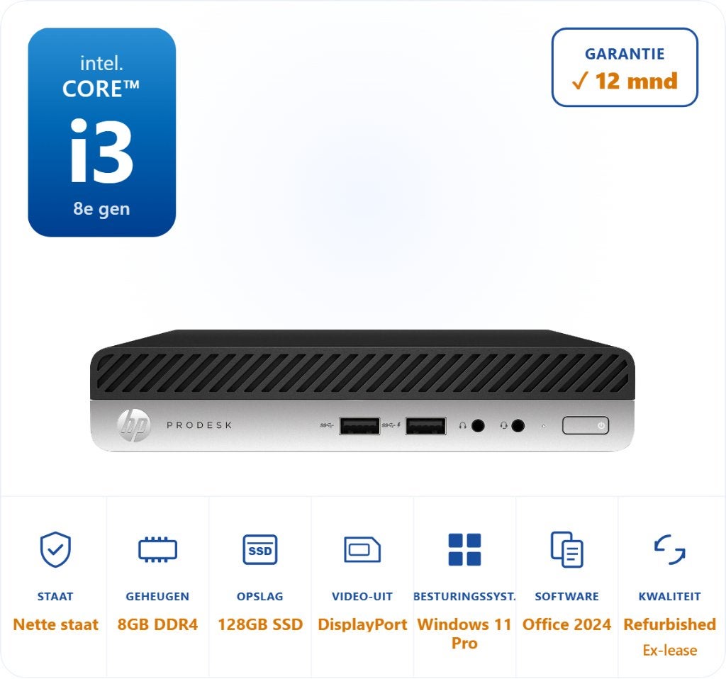 HP ProDesk 400 G4 i3-8100T 8GB 128GB SSD Office 2024, HP Prodesk, HP, ., 8 GB