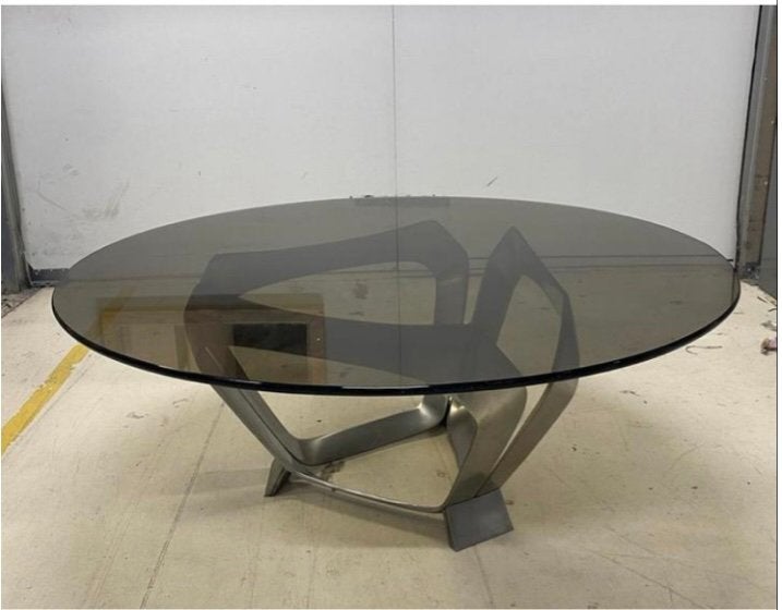 Vintage Salontafel Knut Hesterberg - Rookglas & Metaal, Ophalen, Spage age, vintage, Gebruikt, 100 tot 150 cm