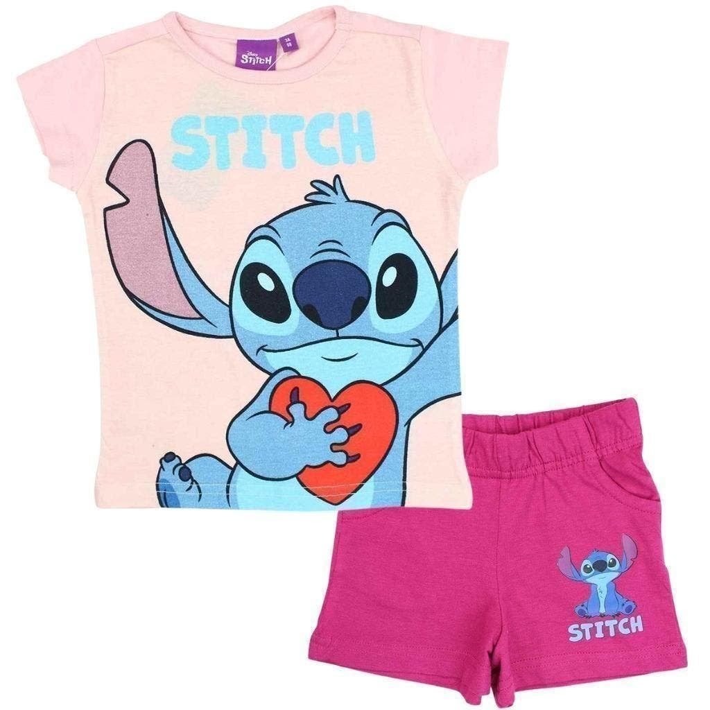 Stitch Shortama Cerise - Maat 98 - 104 - 110 - Katoen, Nacht- of Onderkleding, Meisje, Nieuw, Disney Stitch