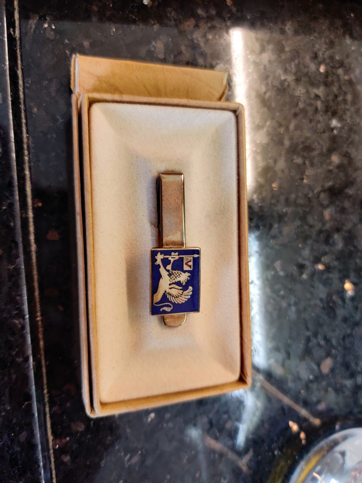 Vintage Wedgwood Dasspeld – Blauw Jasperware met Gouden Leeu, Ophalen, Zo goed als nieuw