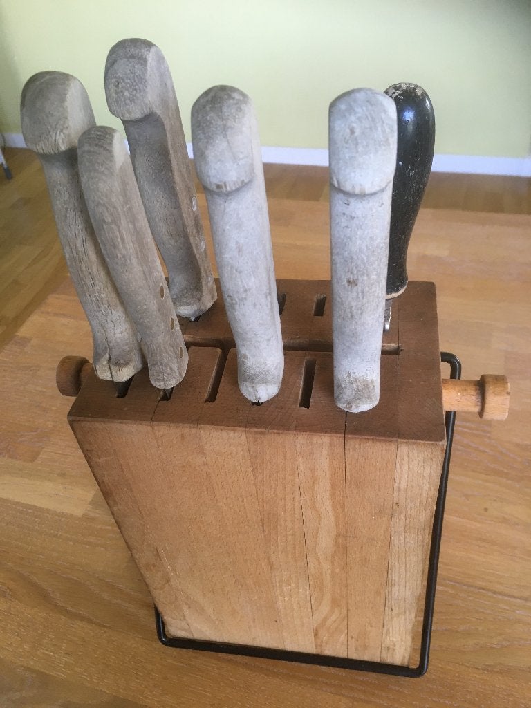 messenbblok met antieke Giesser messen, Antiek en Kunst, Ophalen of Verzenden