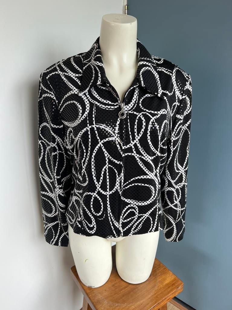 Joseph ribkoff zwart wit glim stippen jasje vest l, Zwart, Maat 42/44 (L), Joseph Ribkoff, Ophalen of Verzenden