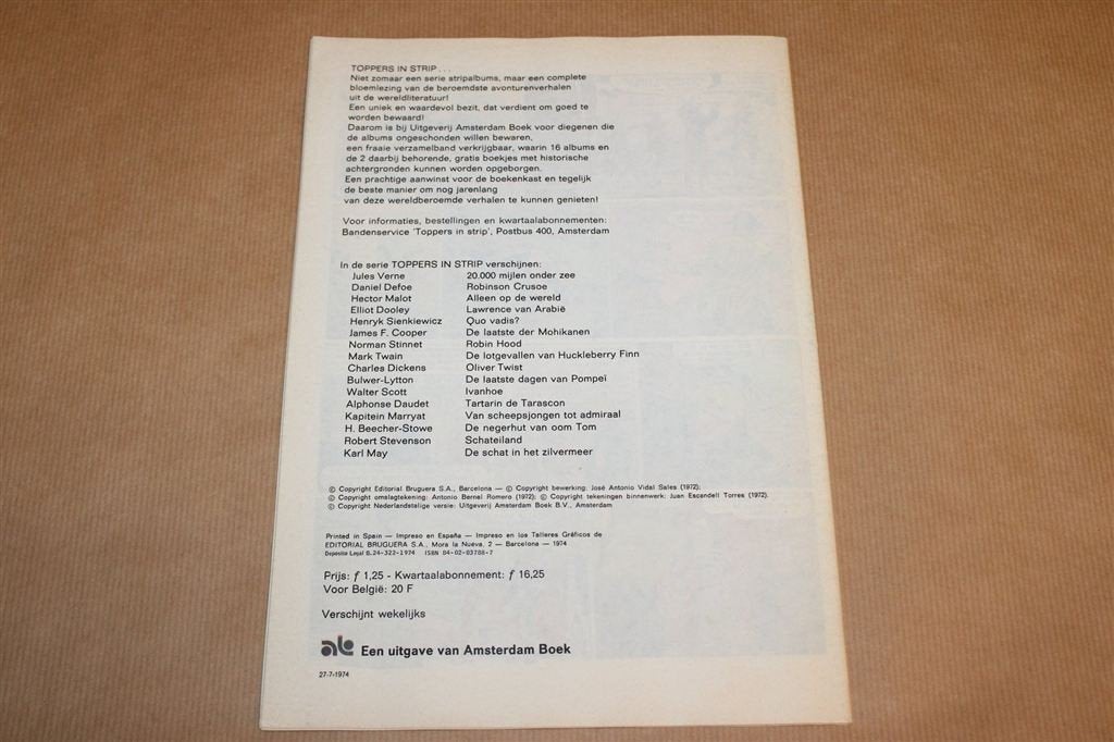 Van Scheepsjongen tot Admiraal — Toppers in Strip 1974, Boeken, Eén stripboek, Ophalen of Verzenden, Gelezen