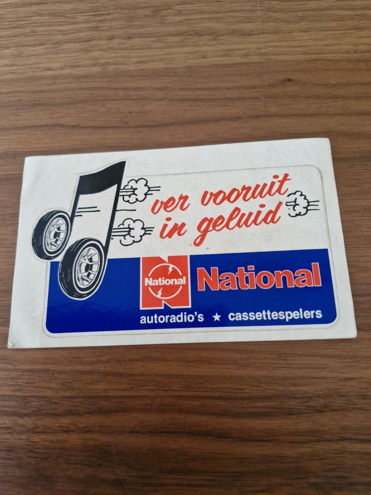10508 Vintage National autoradio's cassetespelers sticker, Ophalen of Verzenden, Zo goed als nieuw, Auto of Motor