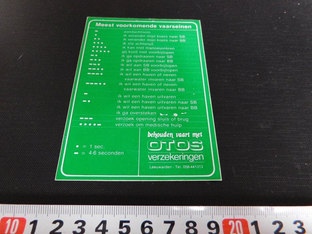 sticker OTOS verzekeringen Meest voorkomende vaarseinen, Ophalen of Verzenden, Zo goed als nieuw