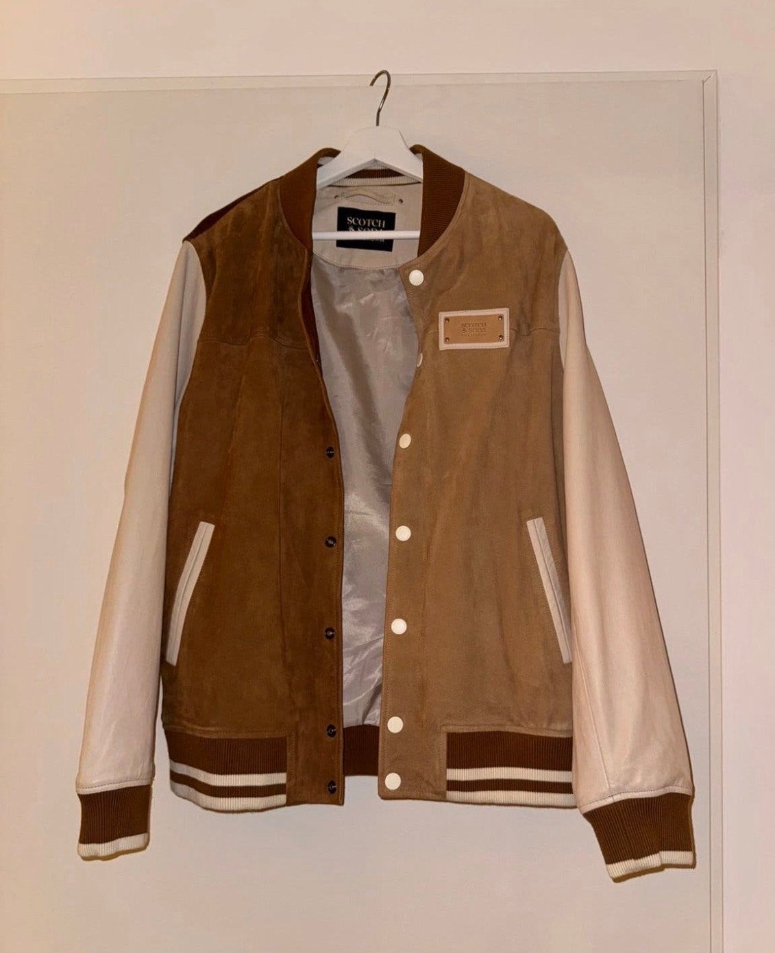 Scotch & Soda Heren Bomberjack Suède & Leer, Kleding | Heren, Ophalen of Verzenden, Zo goed als nieuw, Maat 52/54 (L), Bruin