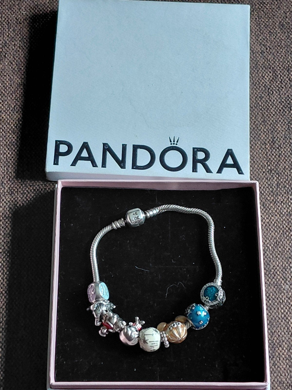 Pandora armband 20cm met Pandora Disney bedels, Met bedels of kralen, Ophalen of Verzenden, Zo goed als nieuw, Zilver